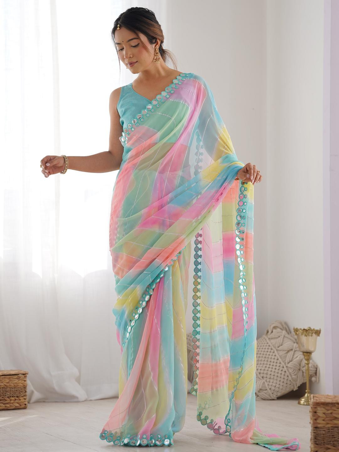 CaniBani Multi Poly Georgette Sarees