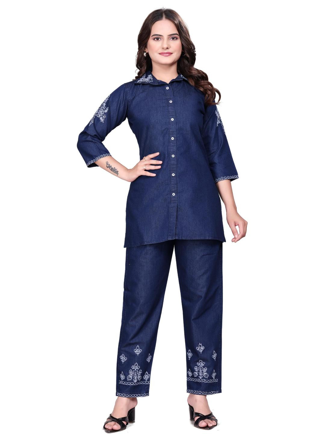 Garbista Women Navy Blue Kurta Sets