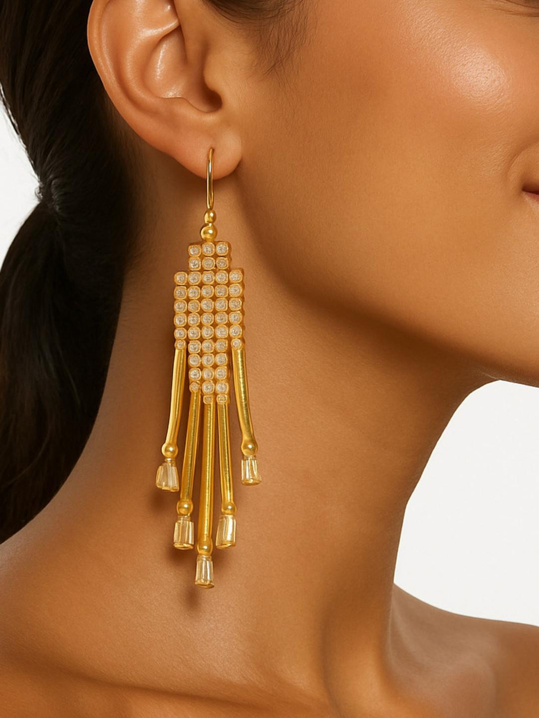 Gold Plated Stainless Steel Korean Earrings For Women And Girls
