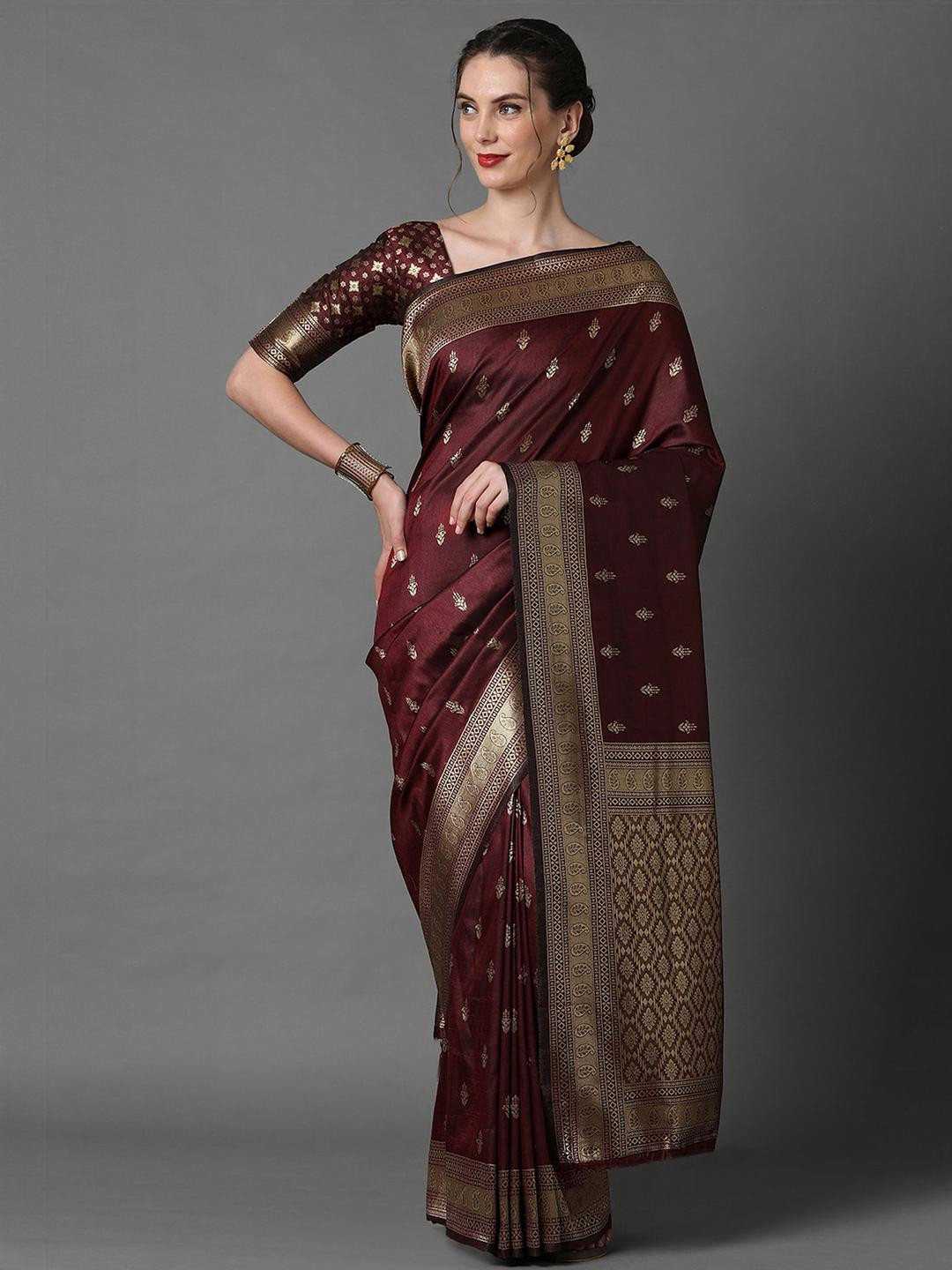 Kedar Fab Maroon Art Silk Sarees