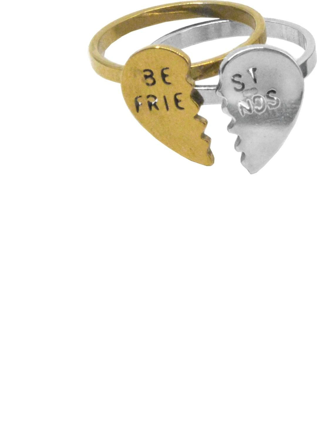 Sullery Unisex Silver And Gold Best Friend Pair Ring