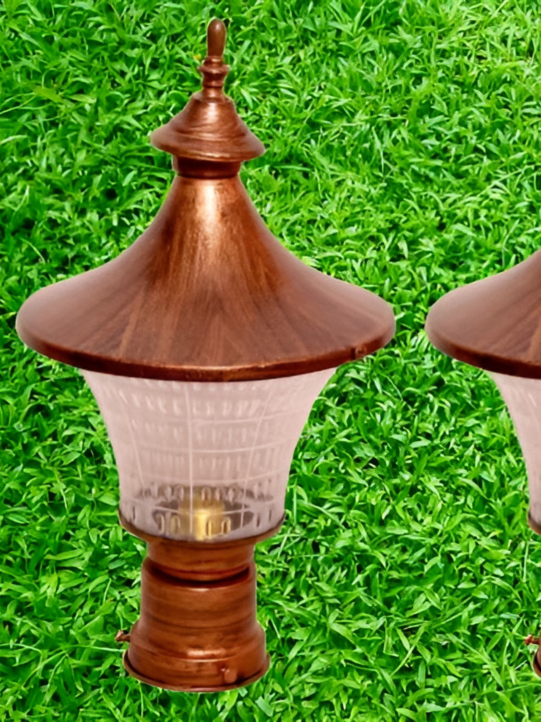 KINIS 2 Pieces Copper Modern Shape Gate & Garden Light Outdoor Lamp