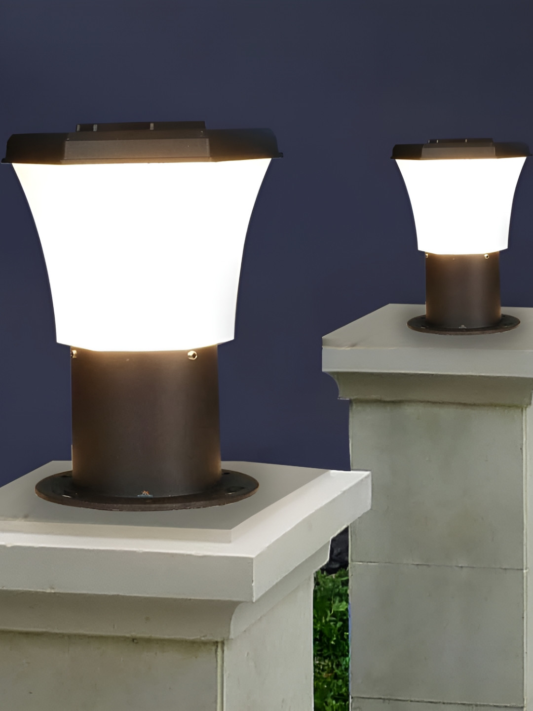 KINIS Black & White 2 Pieces Weatherproof & Rust-Resistant Frustum Outdoor Pole Lamp