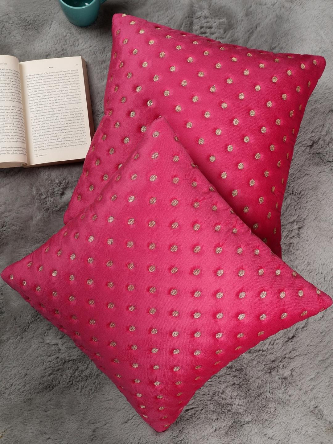 Dot Embroidered Design, Set of 2 Pieces Velvet Cushion Cover