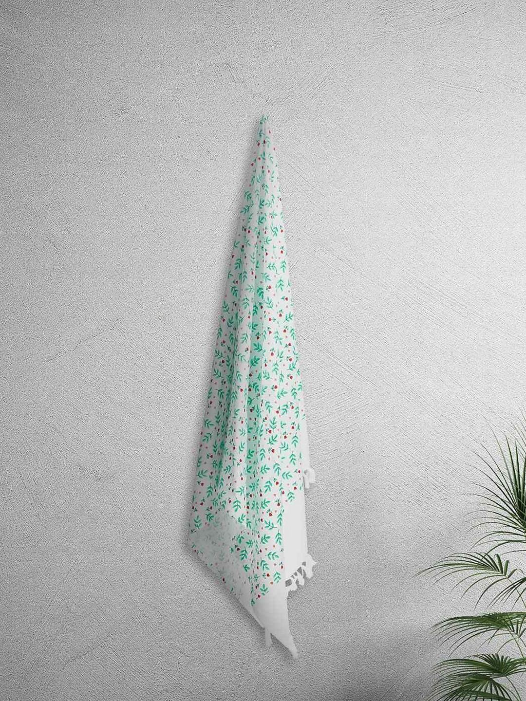 home expressions Teal & White 3 Pieces Printed Pure Cotton 150 GSM Towel Set