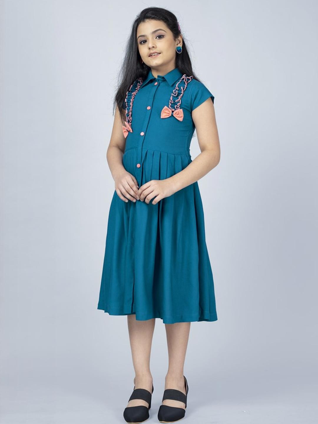 BABY HOME Girls Self Design Fit & Flare Dress