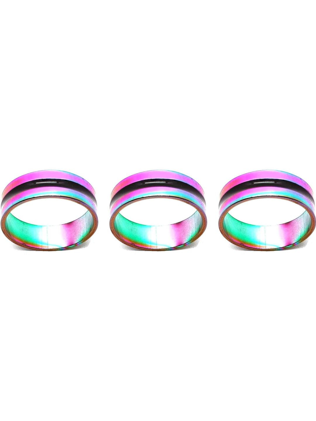 Dynamic Retail Global Set Of 3 Unisex Multi Color Ring