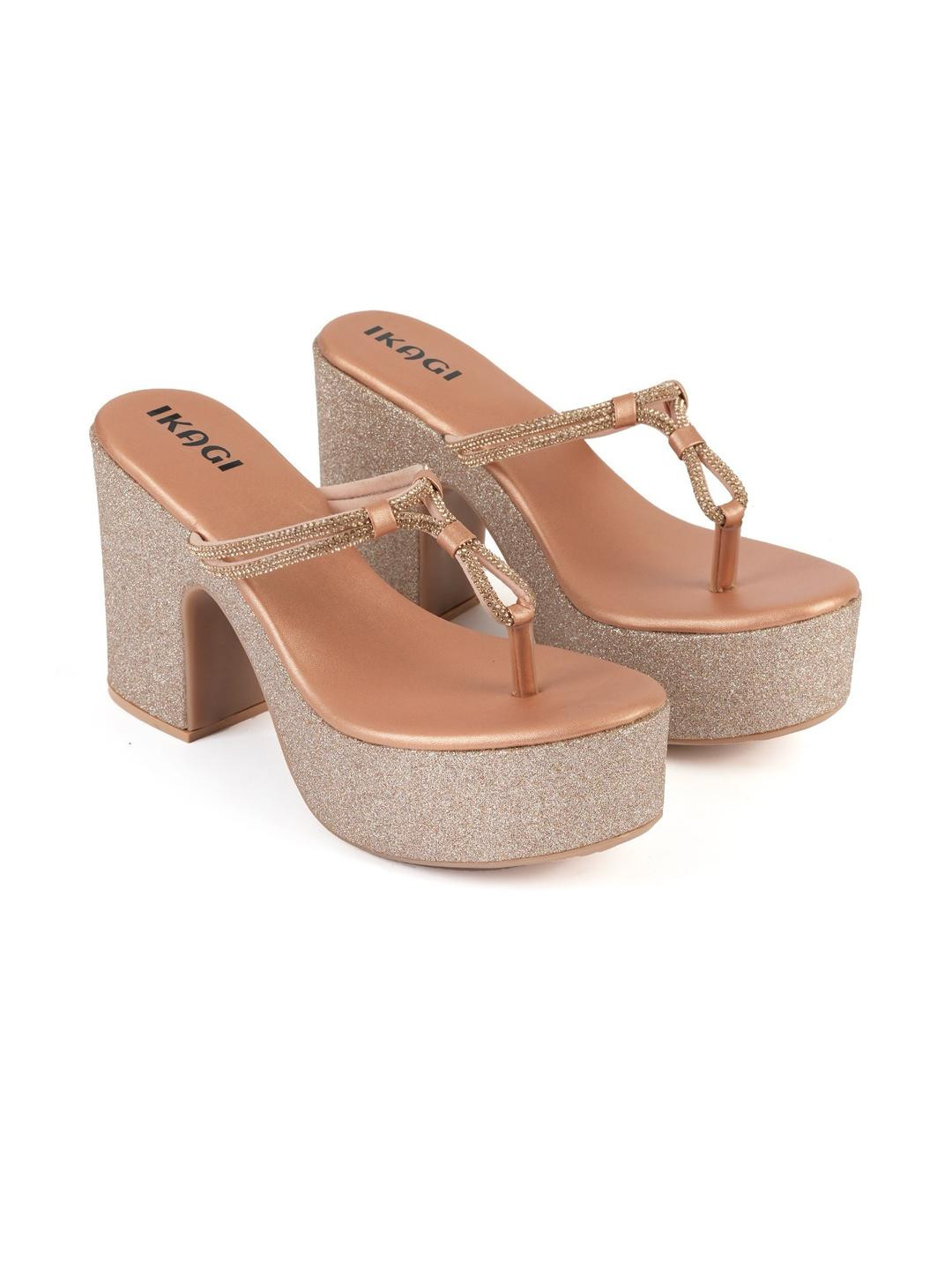 IKAGI Embellished Detail Platform Heels