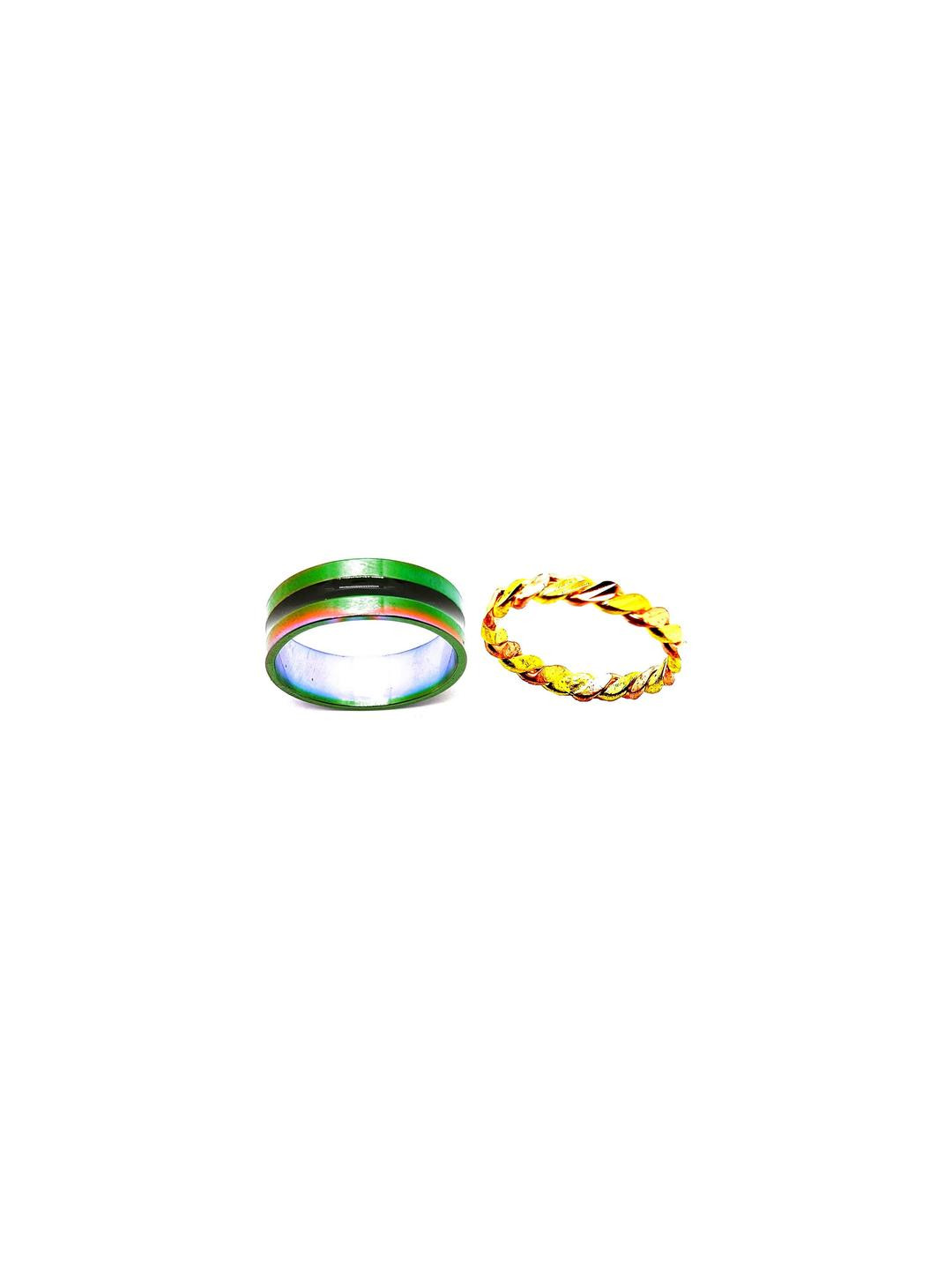 Dynamic Retail Global Set of 2 Unisex Multicolor & Yellow Ring