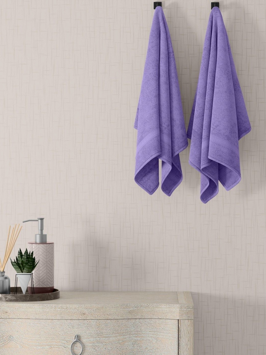 home expressions Purple 2 Pieces Cotton 380 GSM Towel Sets