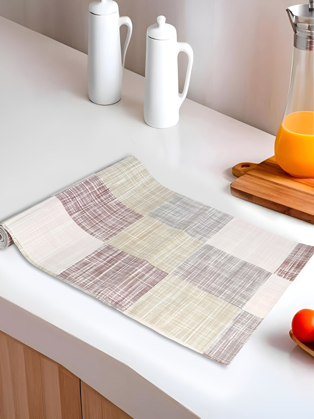 LooMantha Beige & Brown Checked Water Resistant Drawer Organiser