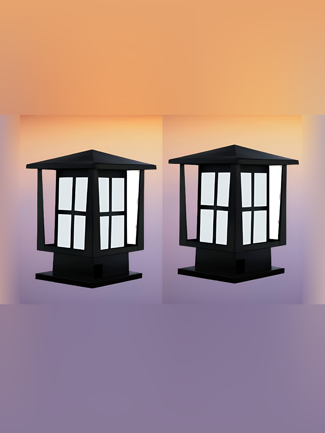 KINIS Black 2 Pieces Abstract Shape Gate & Garden Light Outdoor Lamps