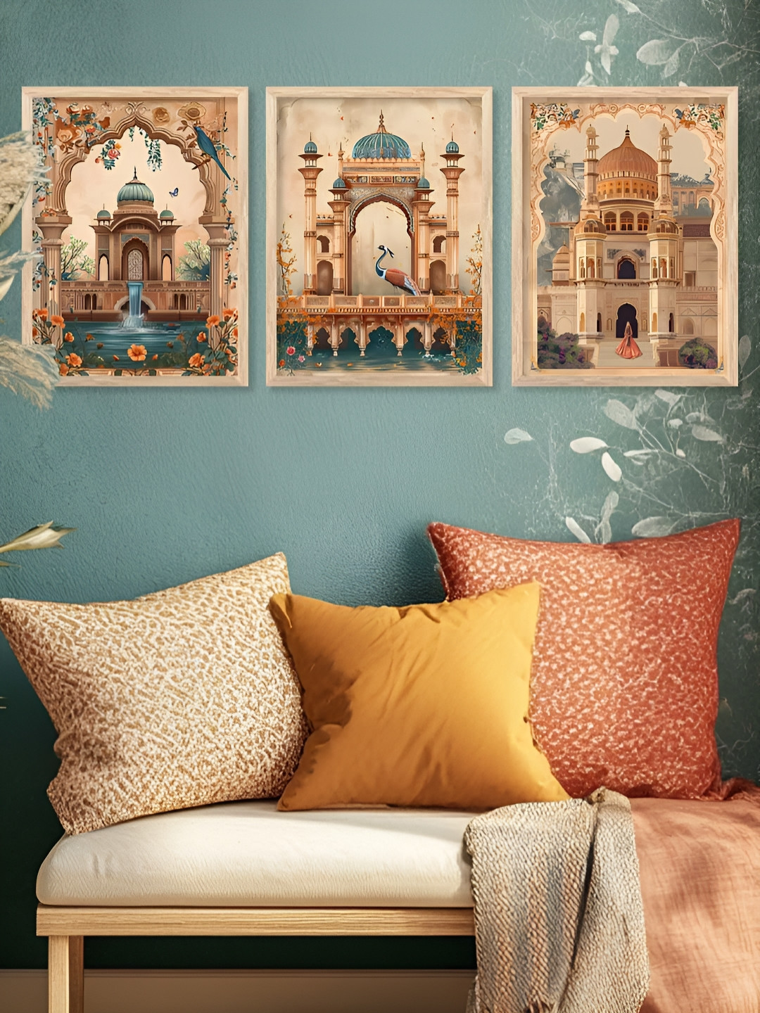 Kotart Brown & Green 3 Pieces Wooden Regional Wall Arts