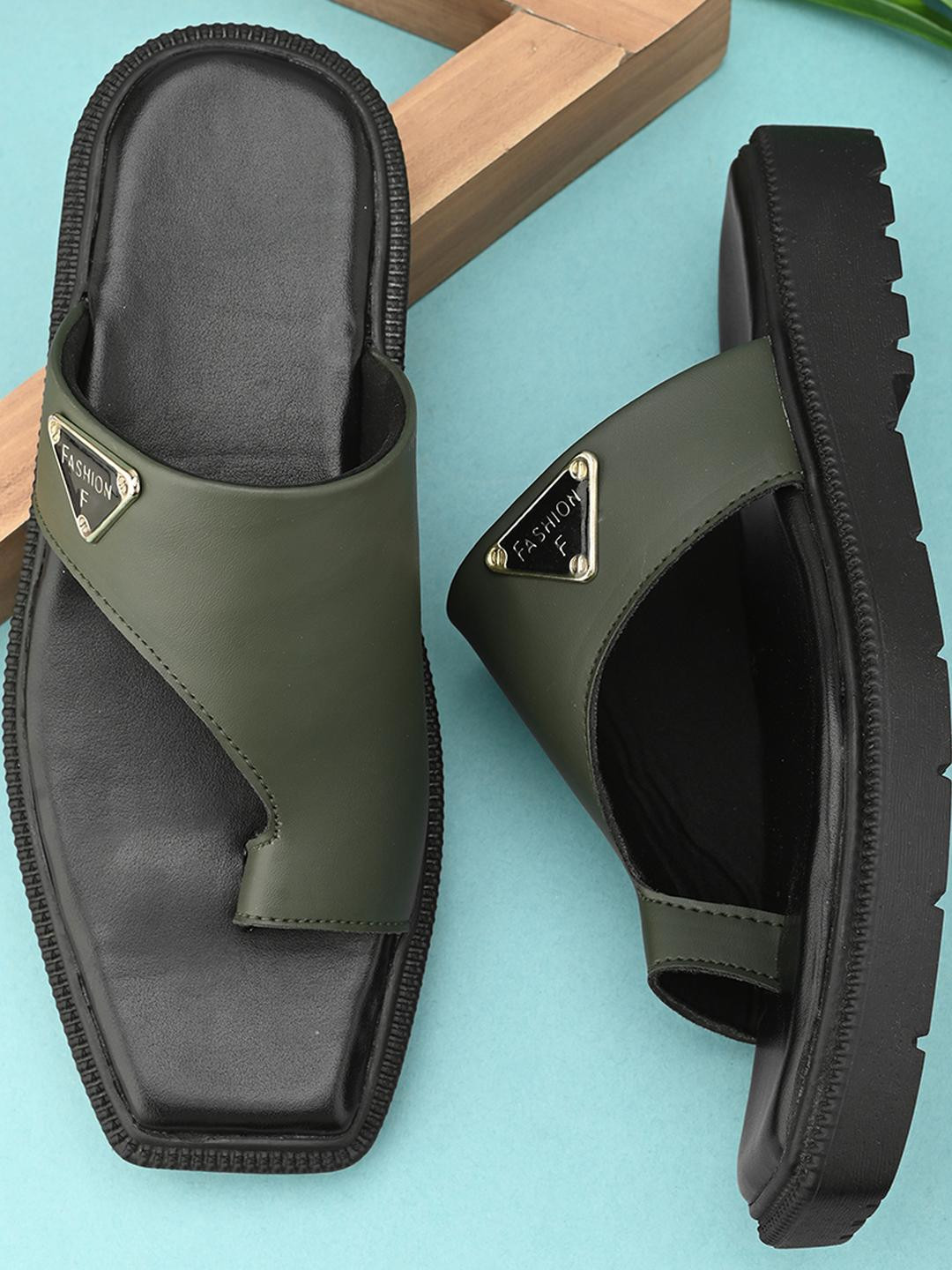 REAL BLISS FOOTWEAR Green Synthetic Flip Flops