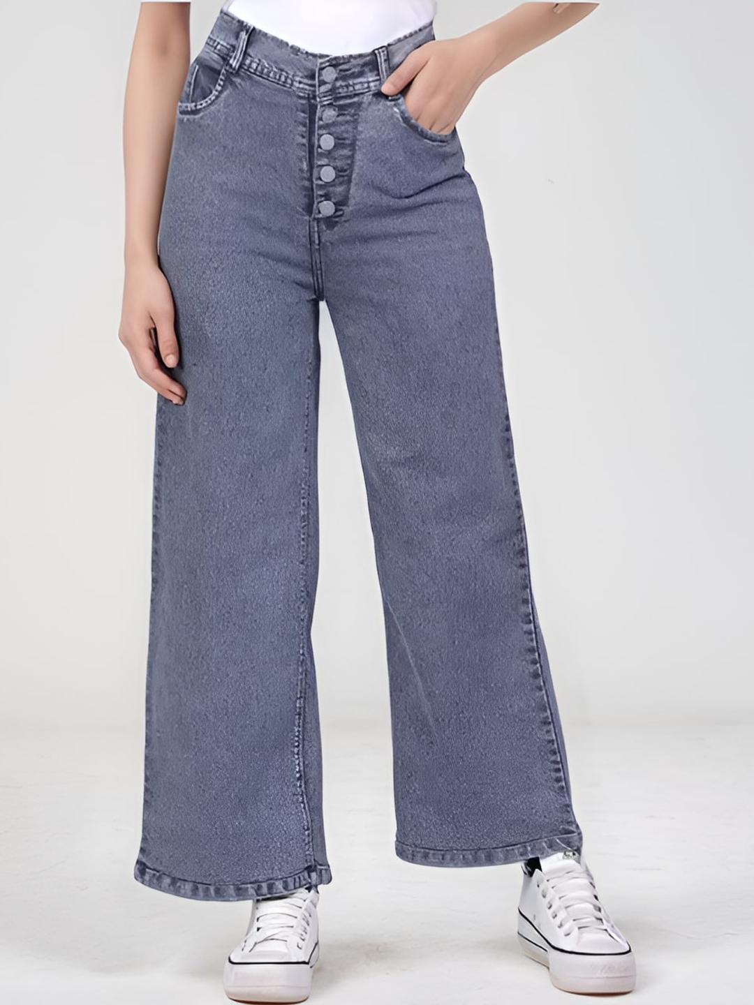 GHENZCRAFT Women Straight Fit High-Rise Light Fade Stretchable Jeans