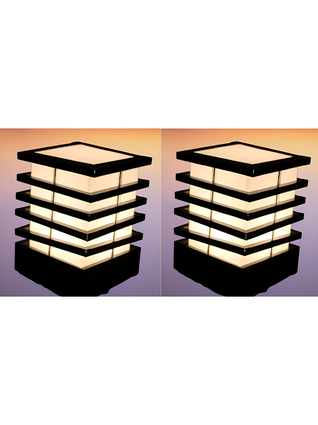 KINIS Black & White Rectangular Shaped Weatherproof & Rust-Resistant Outdoor Pole Lamp