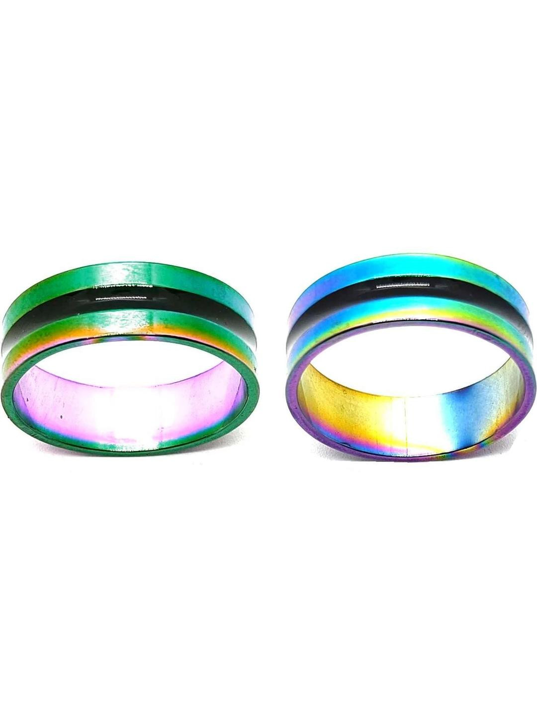 Dynamic Retail Global Set of 2 Silver Plated Multicolored Rings