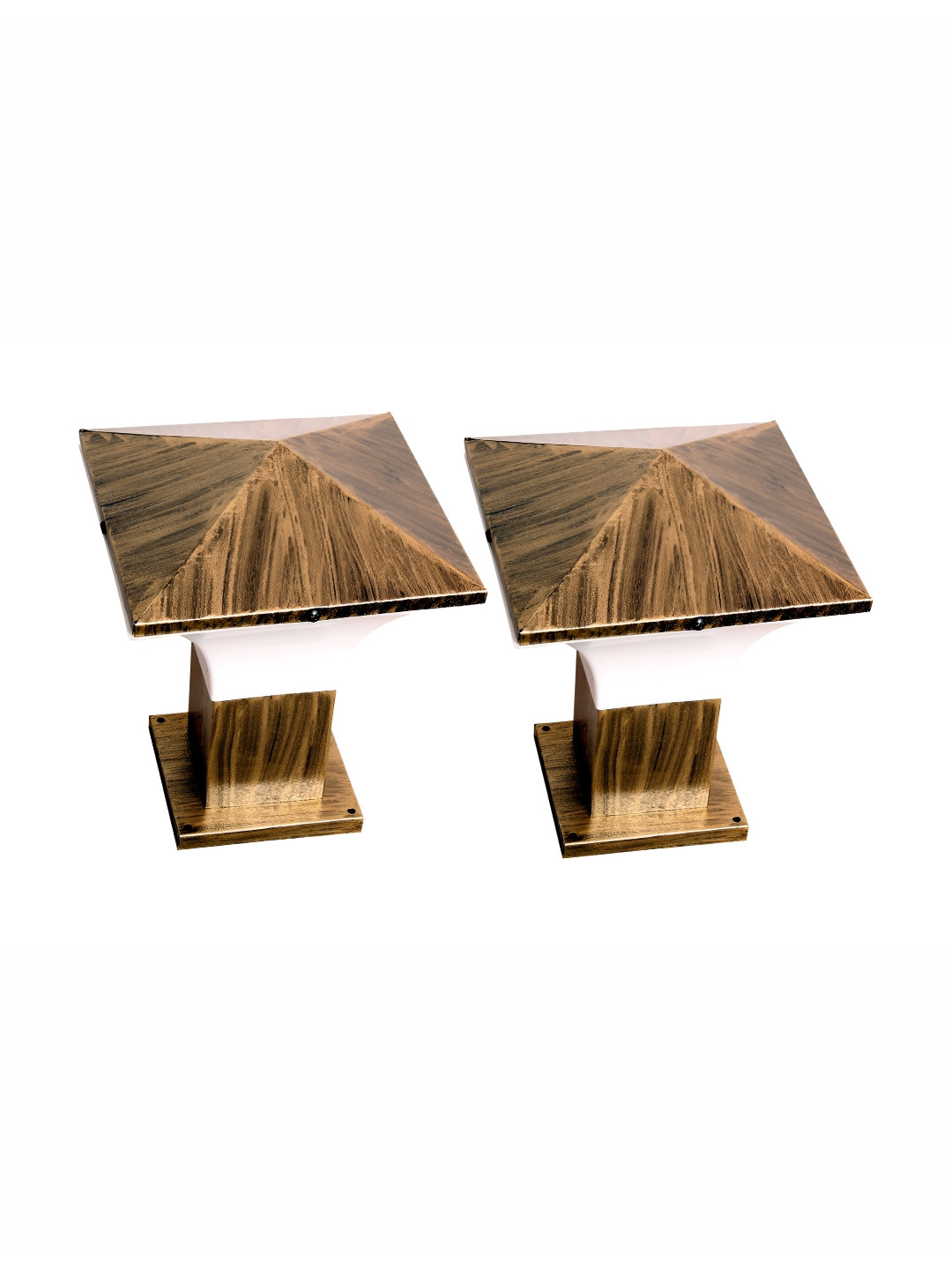 KINIS Gold-Toned & White 2 Pieces Frustrum Shapes Light Outdoor Lamps