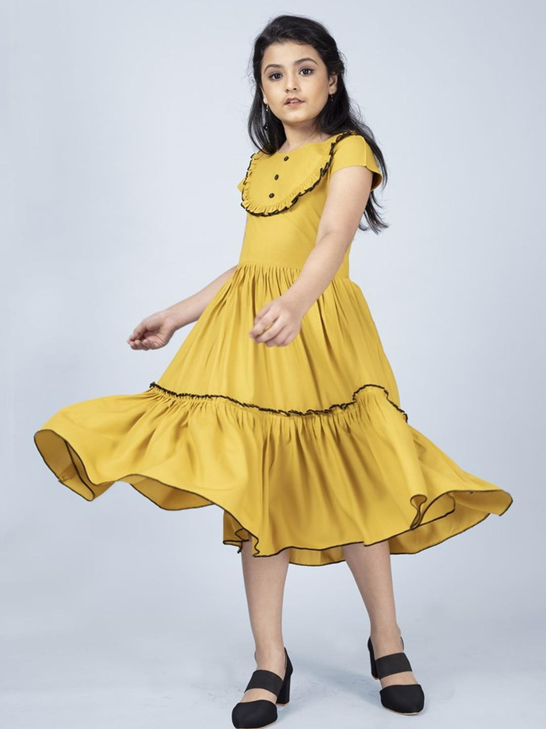 BABY HOME Girls Yellow Dresses