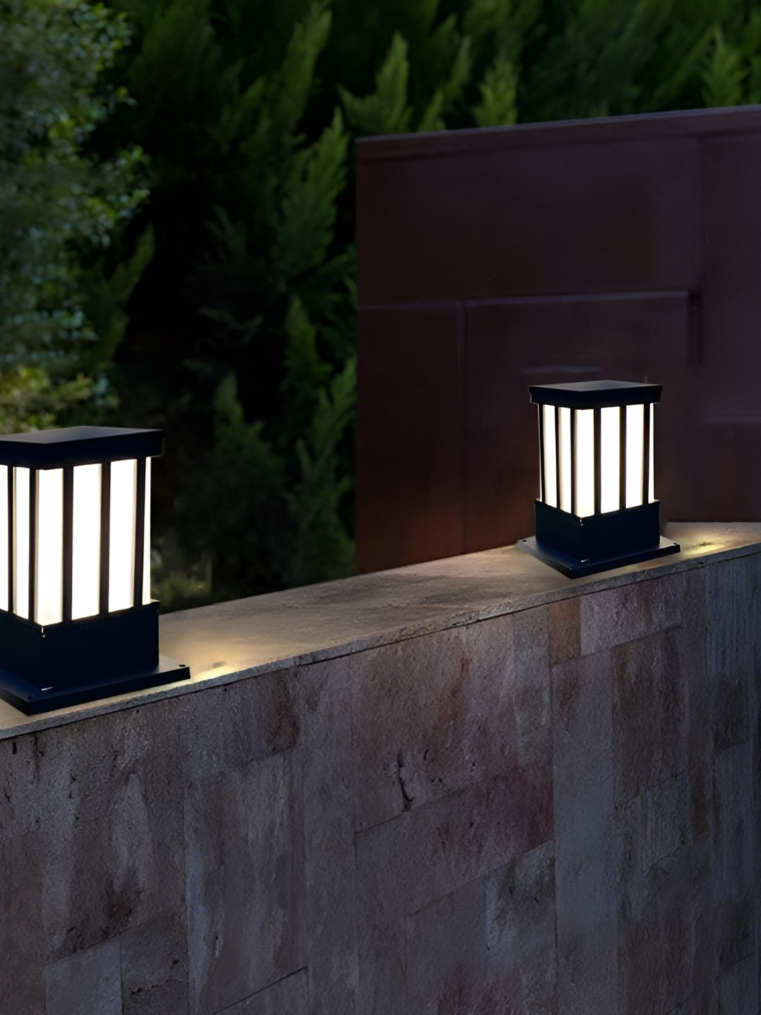 KINIS Grey & White 2 Pieces Gate & Garden Light Rectangle Outdoor Lamp