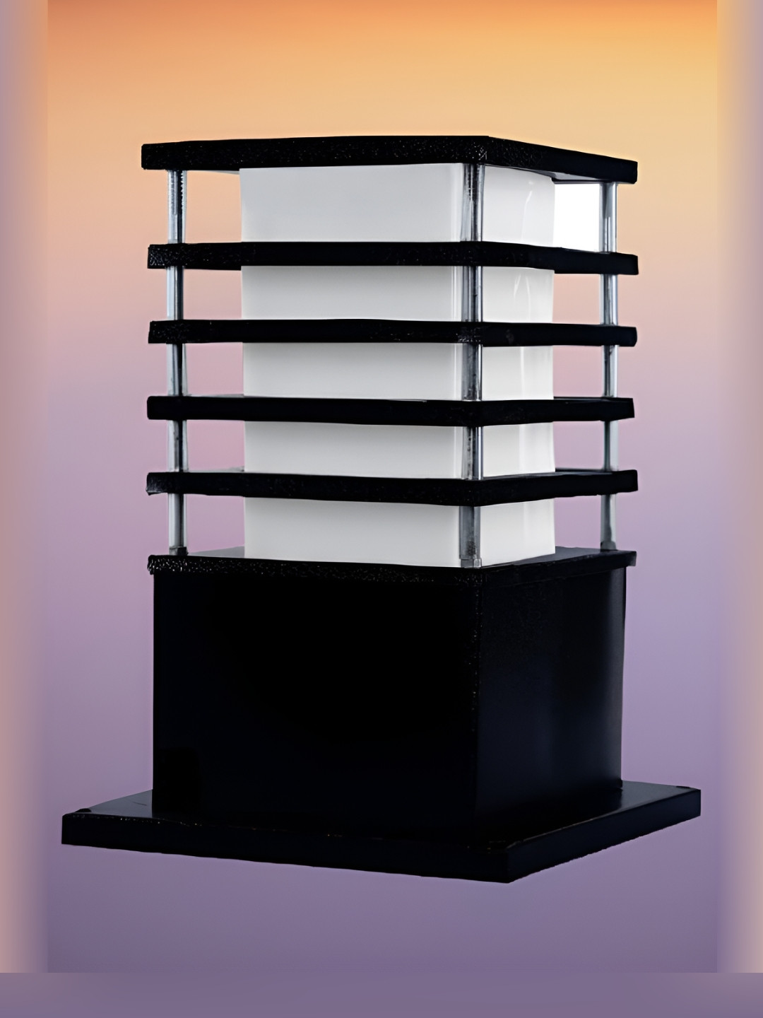 KINIS Black & White Modern Shaped Metal Weatherproof & Rust-Resistant Outdoor Pole Lamp