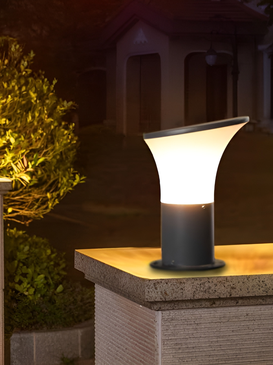 KINIS Grey 2 Pieces Abstract Shaped Light Aluminium Outdoor Lamps With Bulb