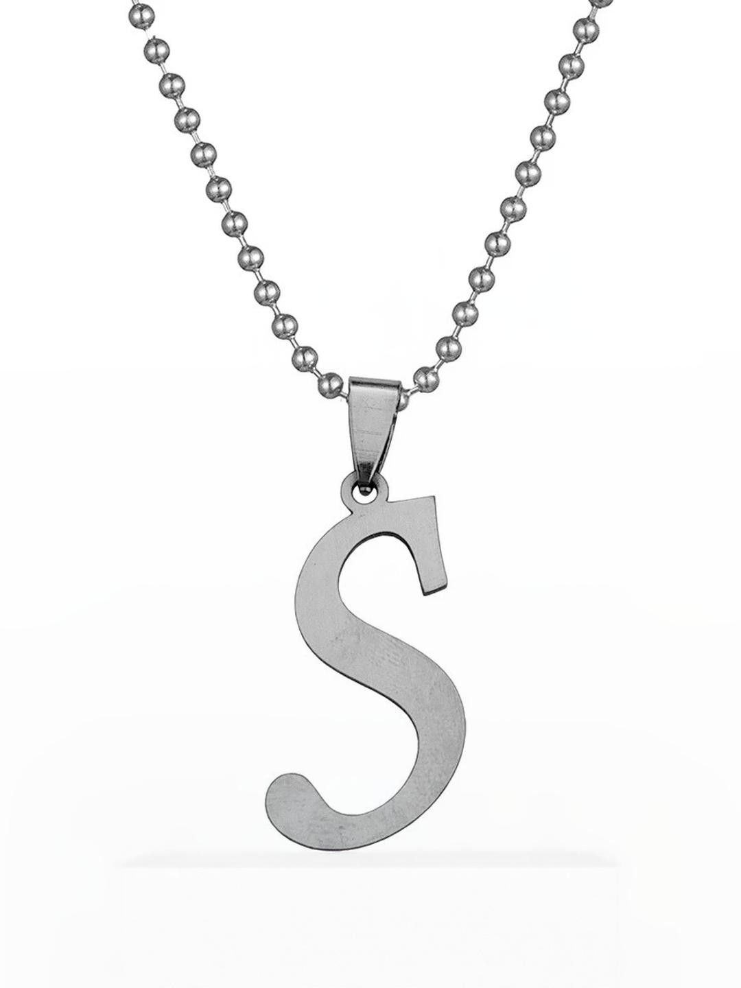 Sullery Silver-Plated Letter S Shaped Pendant with Chain