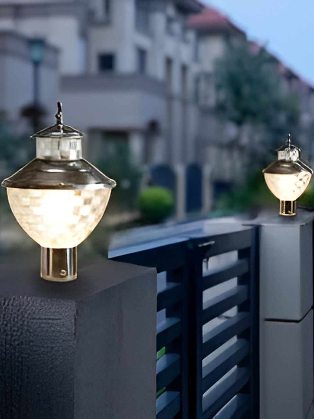 KINIS 2 Pieces Transparent Frustum Shaped Weatherproof Outdoor Pole Lamp