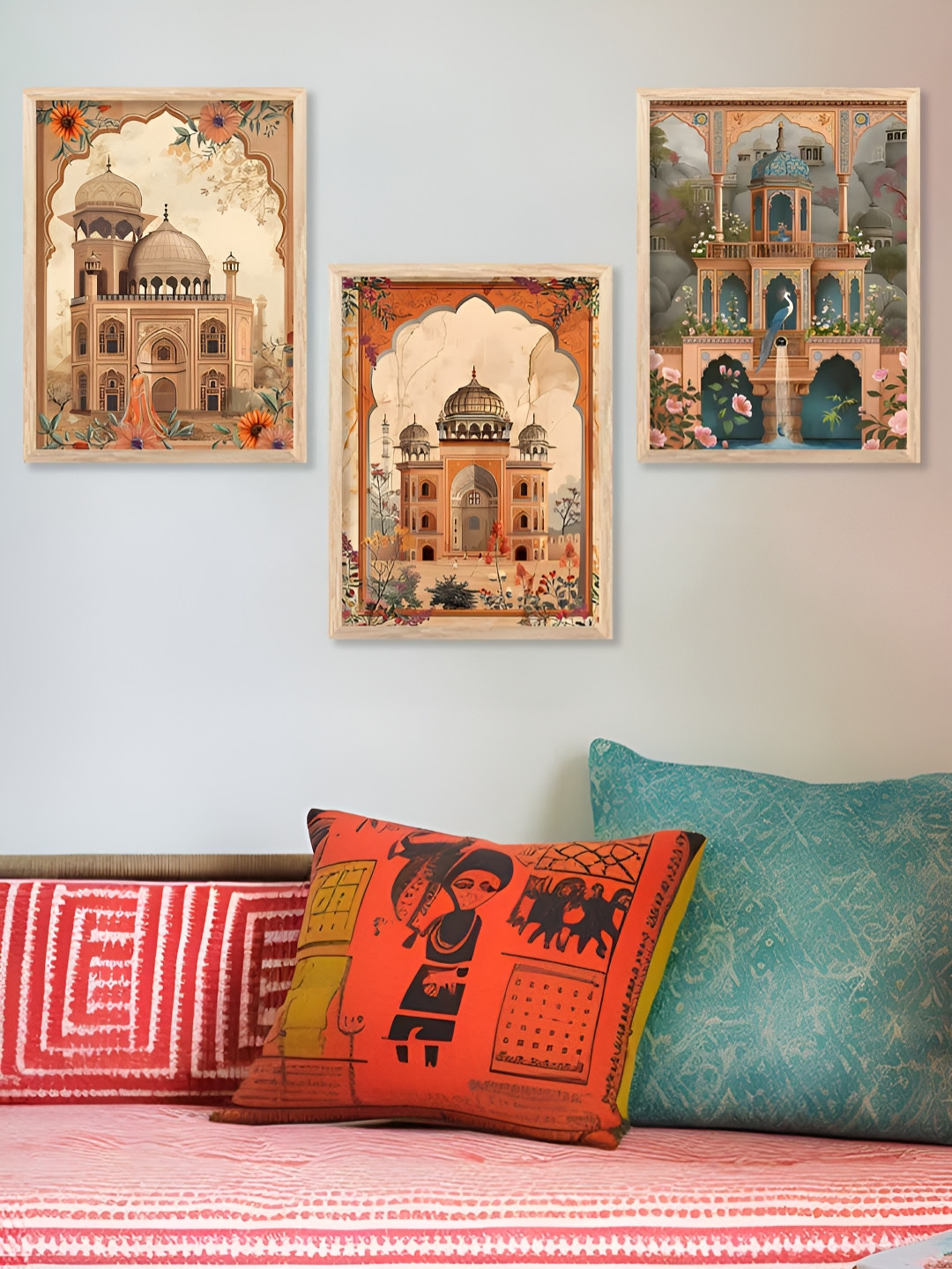 Kotart Brown & Green 3 Pieces Places Printed Wooden Wall Arts