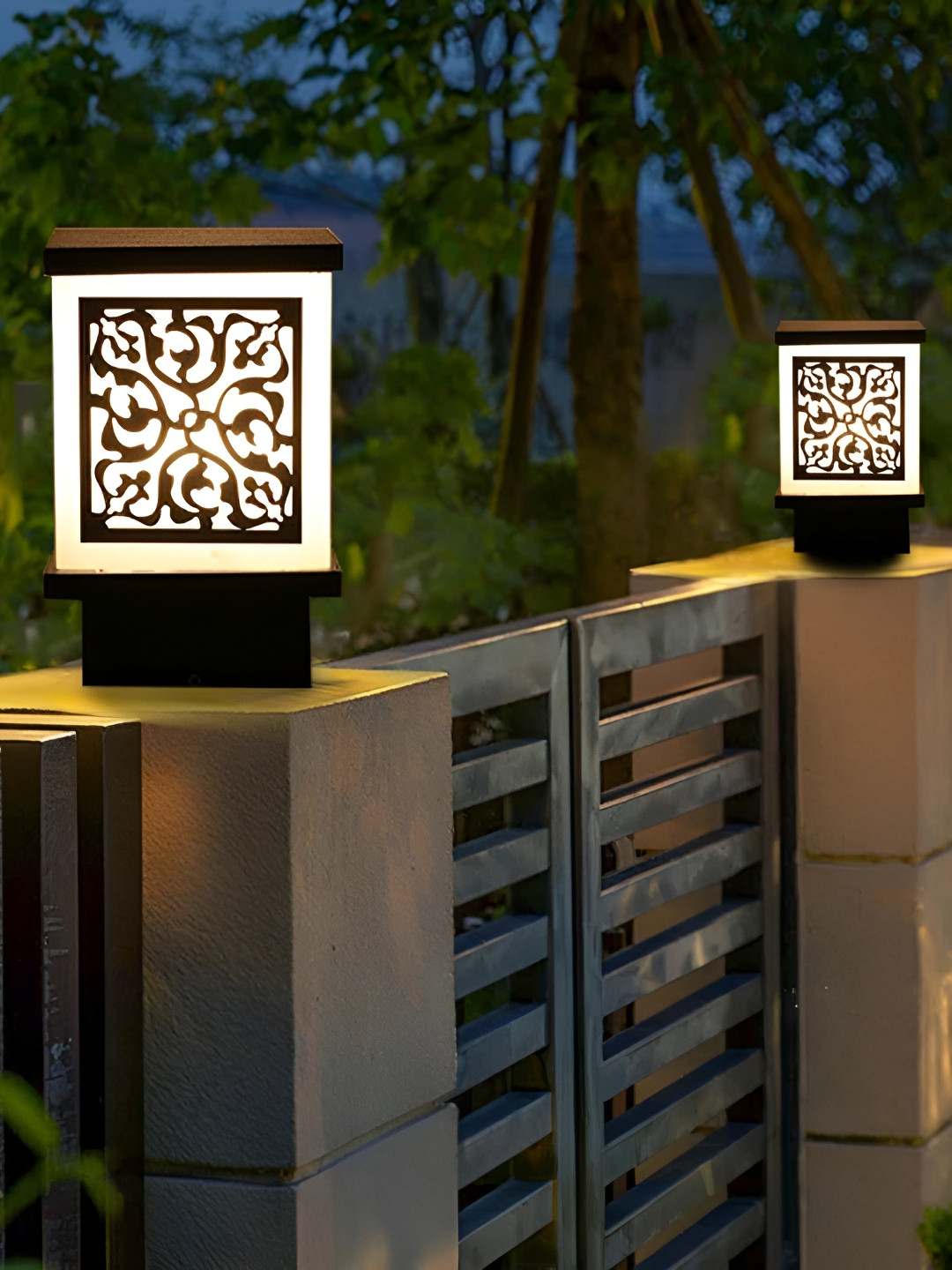KINIS Black & White 2 Pieces Rectangular Shaped Light Outdoor Lamps