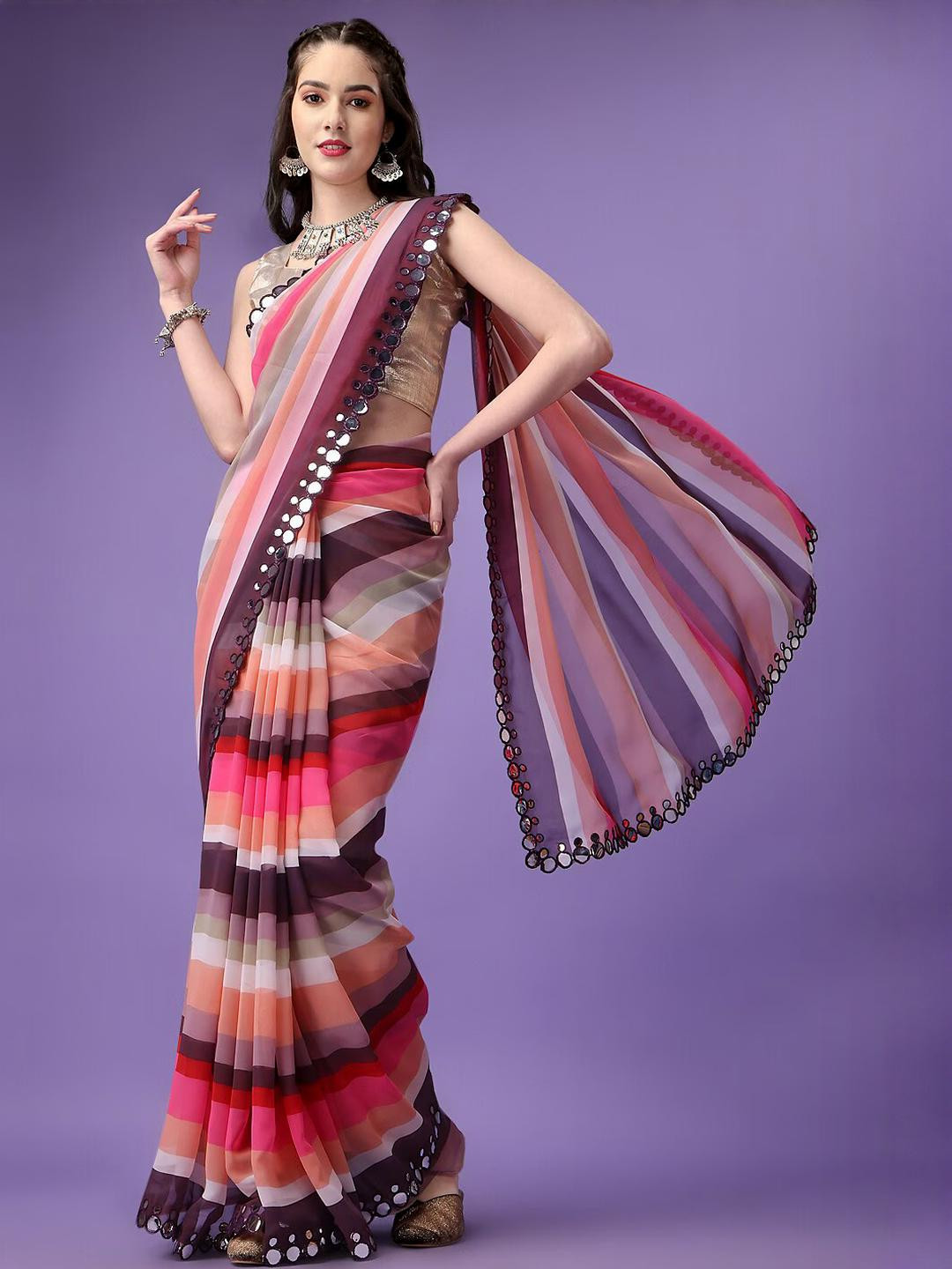 CaniBani Multi Pure Georgette Sarees