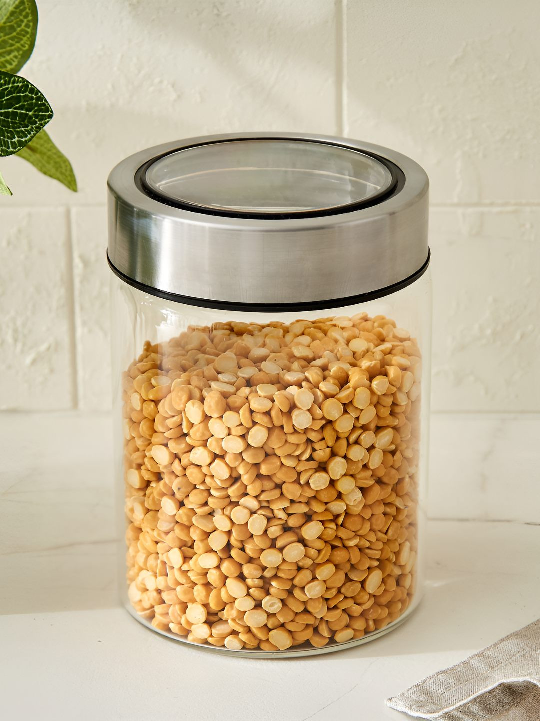 Home Centre Palestine Lumina Transparent Borosilicate Glass Jar With Lid - 620 ml