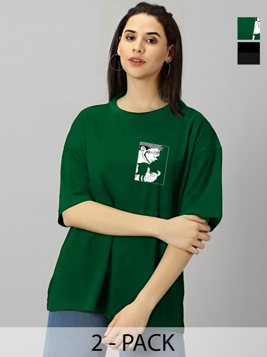 Kushi Flyer Women 2 Drop-Shoulder Sleeves Applique T-shirt