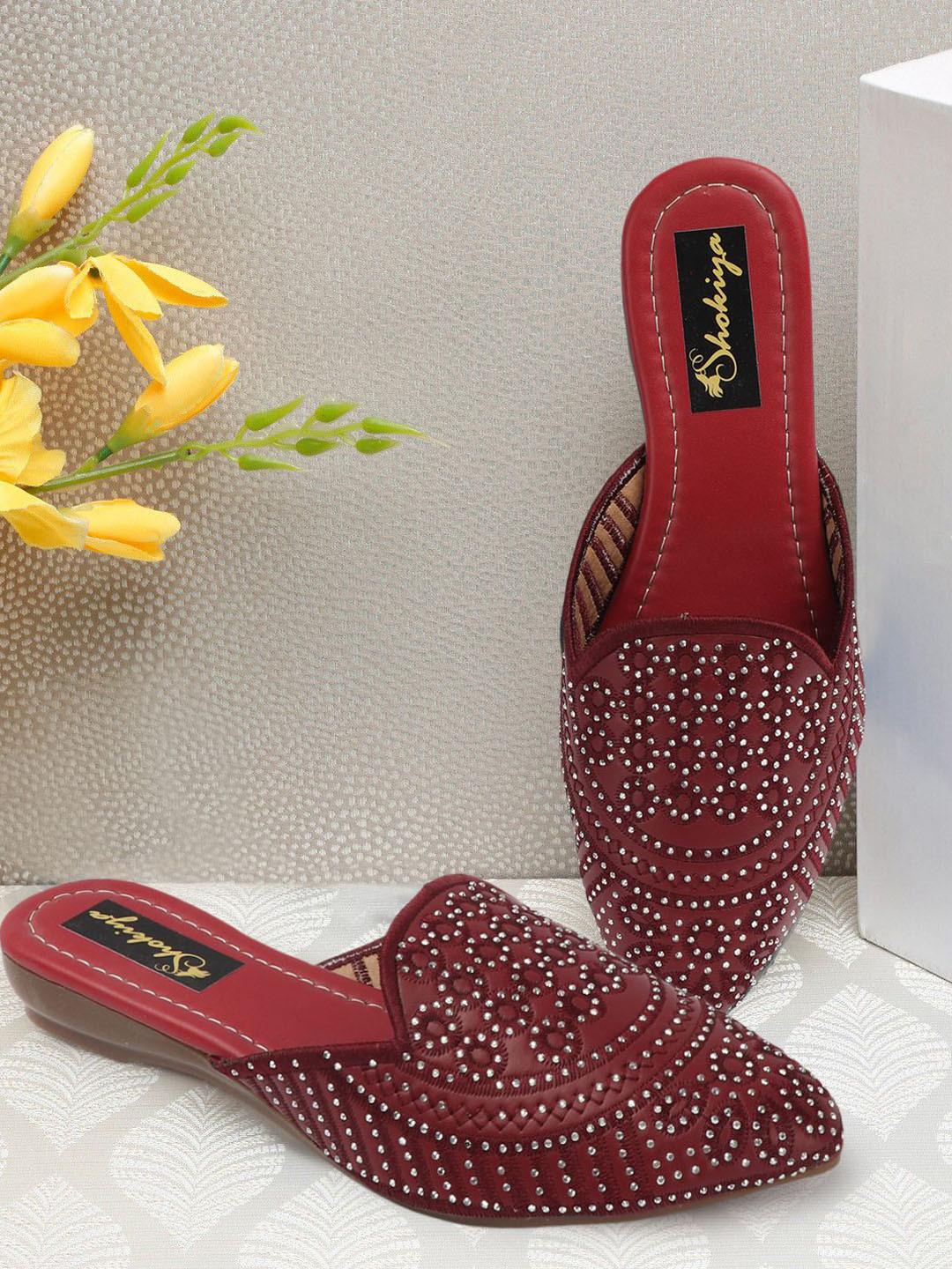 FLYING&SAM Women Embellished Ethnic Mules Flats