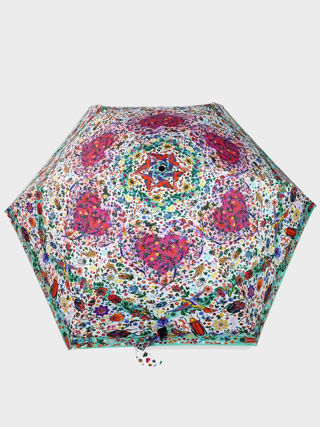 Little Surprise Box LLP Pink Manual 5 Fold Floral Heart Umbrella With Capsule Pocket