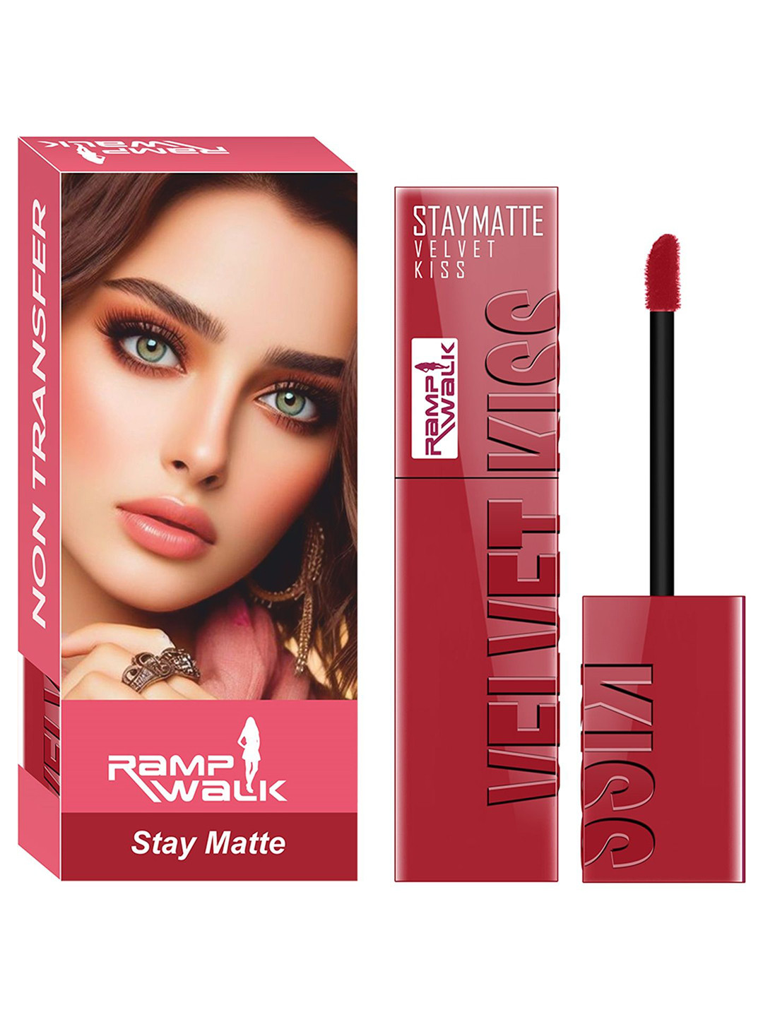 Ramp Walk Velvet Kiss Non-Transfer Long Lasting Liquid Lipstick- 3.5 ml- Matte Red- 01
