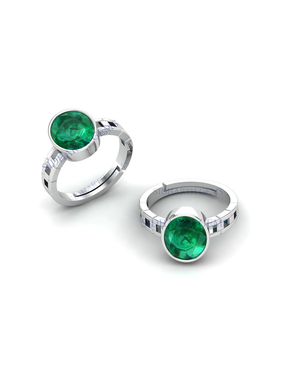 Sidharth Gems Silver Plating 14.25 Ratti 13.55 KT Emerald Ring