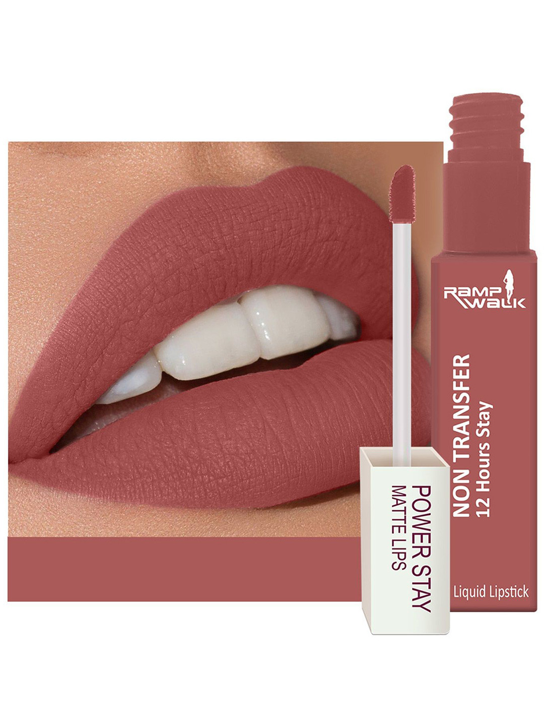 Ramp Walk Powerstay Non-Transfer 12-Hour Long Lasting Liquid Lipstick- 5 ml- Nude- 21