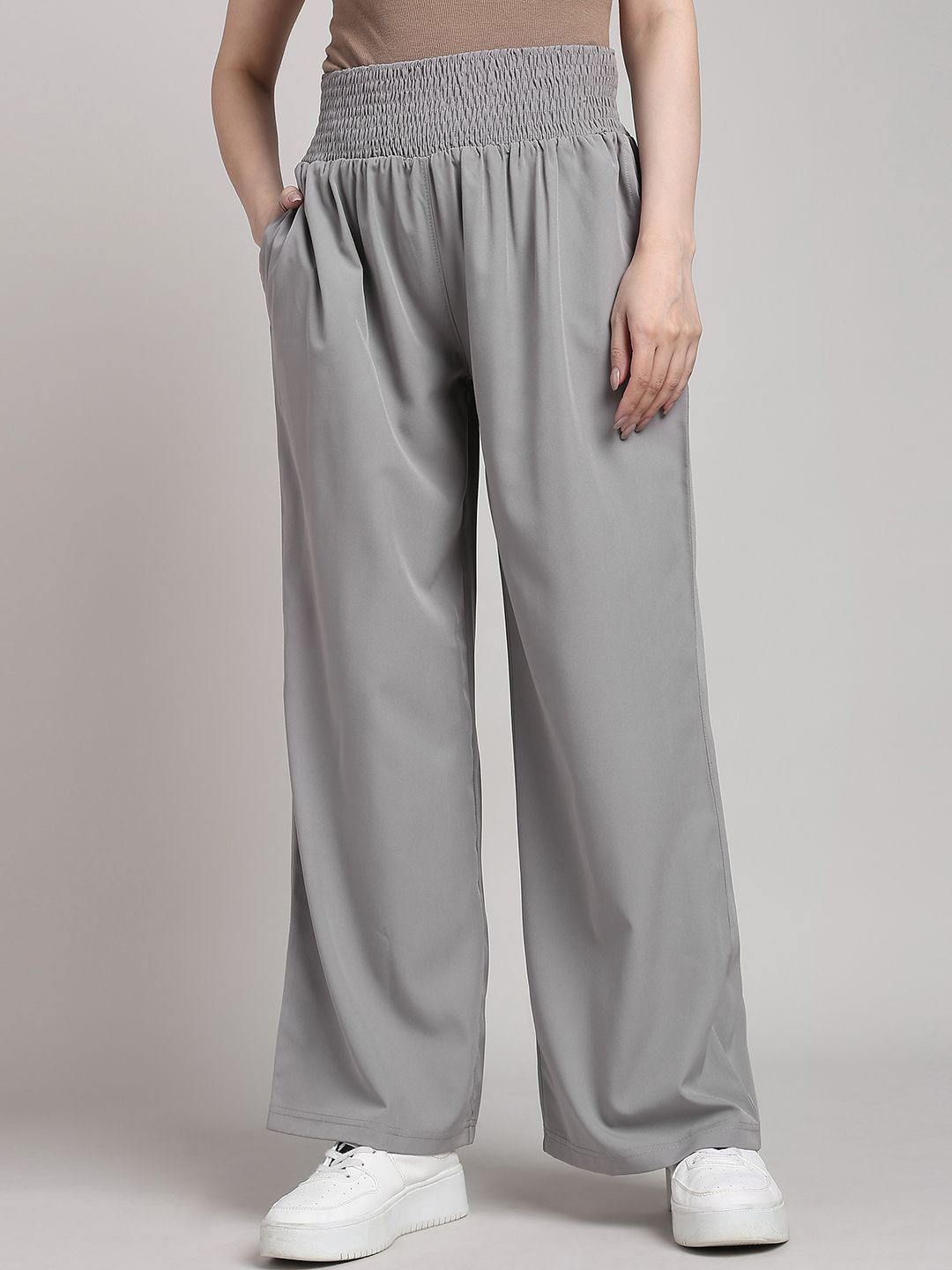 The Roadster Lifestyle Co. Women High Rise Wide Leg Smoking Waist Trouser