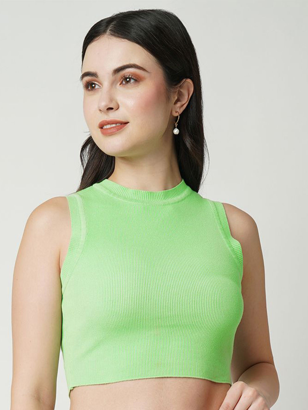 Kraus Jeans Flat Knit Women Sleeveless Crop Top