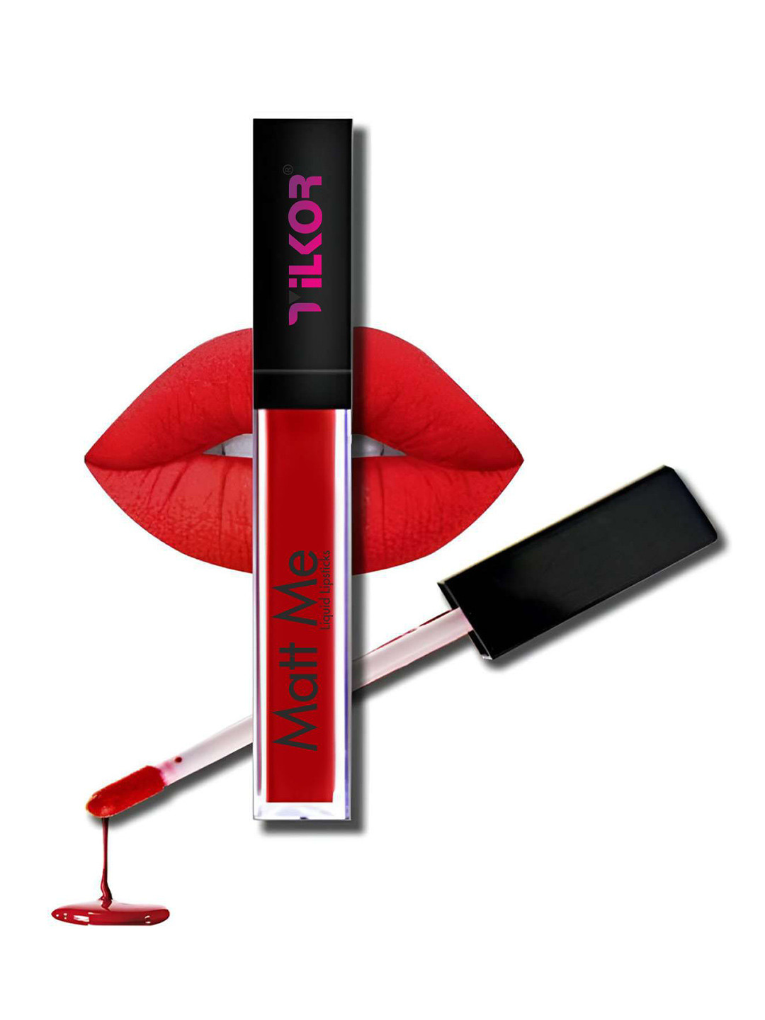 TILKOR Matt Me Long Lasting Smudge Proof Liquid Lipstick - 6 ml - Red