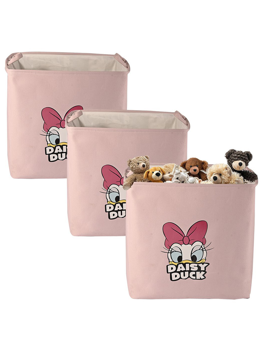 Aura Set of 3 Pink Foldable 75 L Storage Box Big Size With Handles