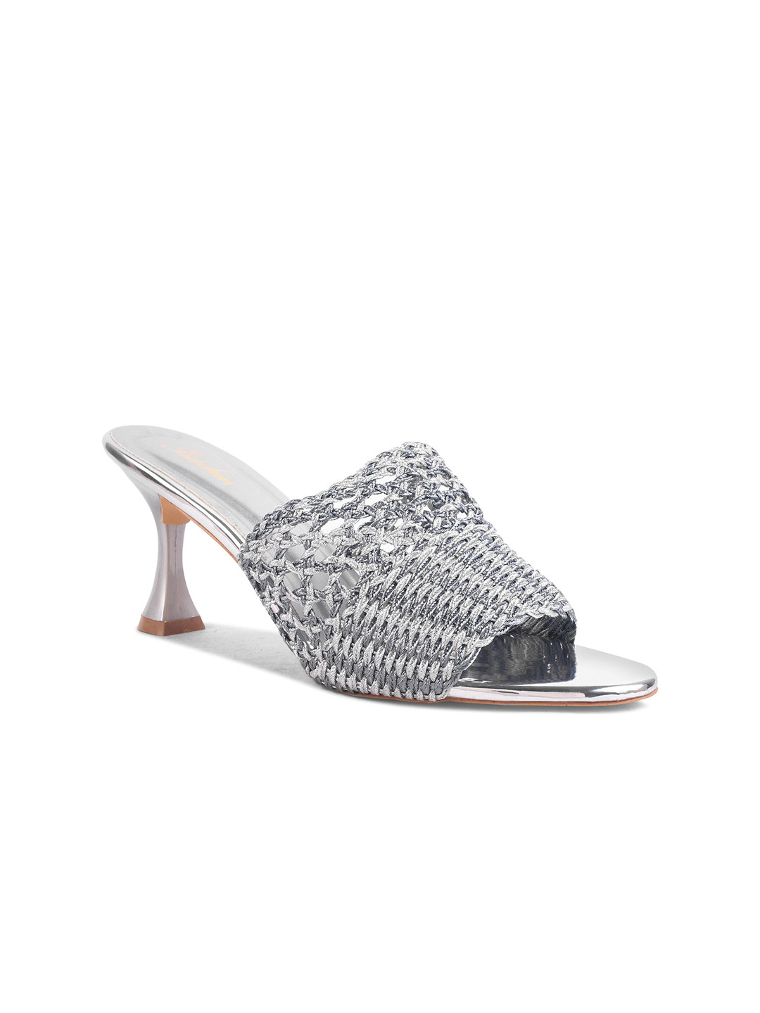 Padchin Women Basket Weave Slim Heeled Sandals