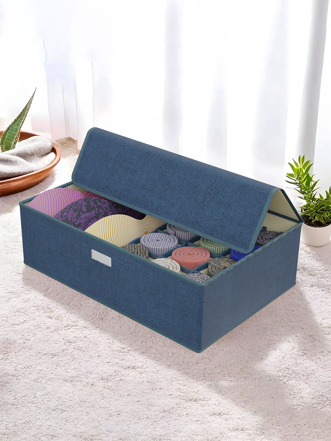 Aura Navy Blue Multi-Grid Top Flap Organisers