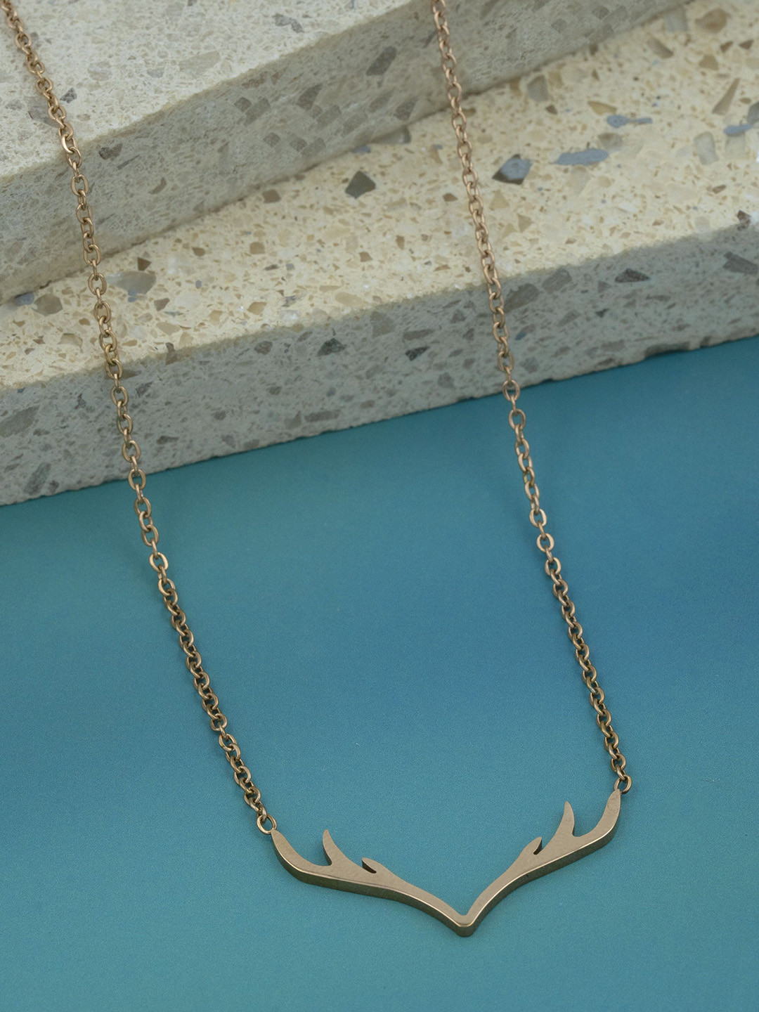 ARTKLIM Rose Gold-Plated Stainless Steel Minimal Antlers Chain