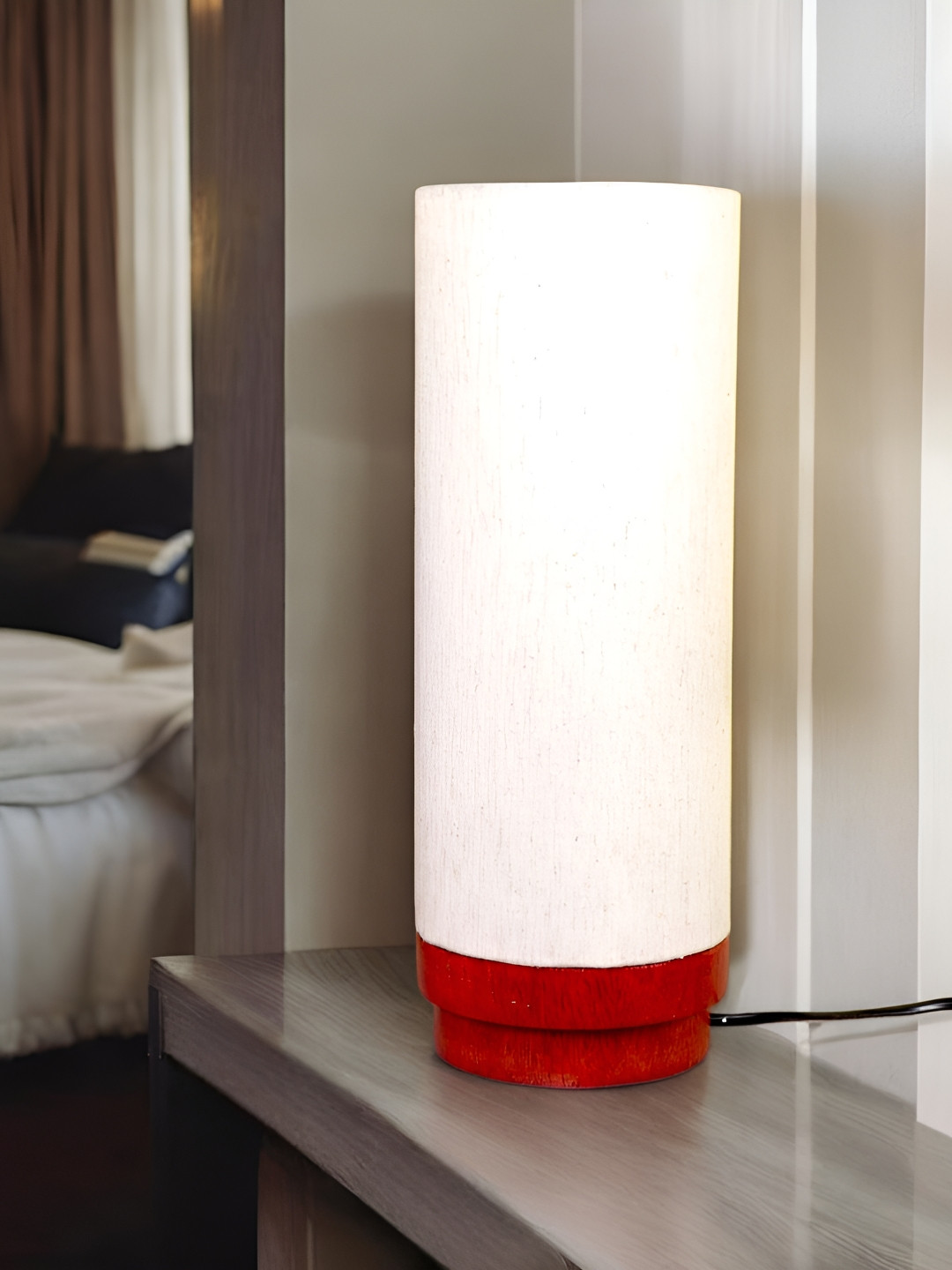 Creation India Craft Brown Wood Square Table Lamp