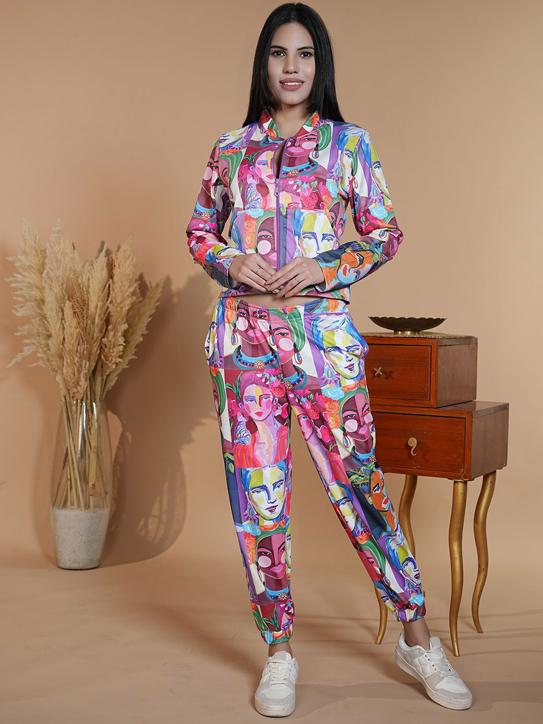 ETC Printed Top & Trousers With Shrug Co-Ords Set