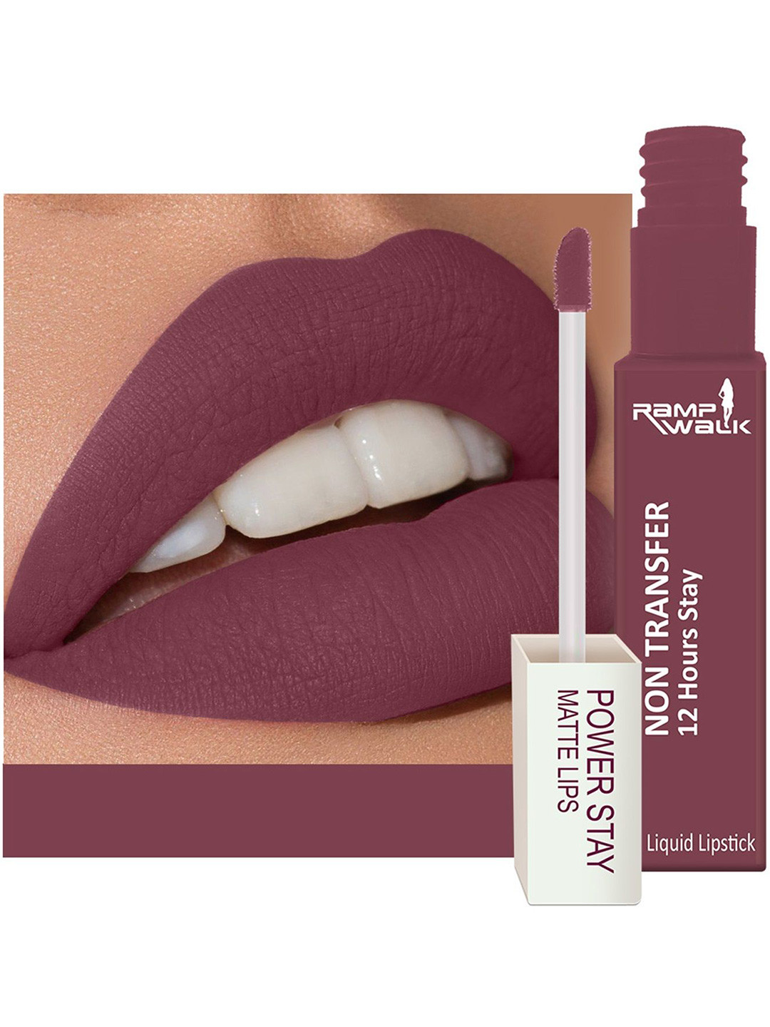 Ramp Walk Powerstay Non-Transfer 12-Hour Long Lasting Liquid Lipstick- 5 ml- Mauve- 23