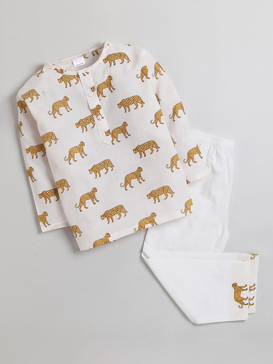 Polka Tots Boys Animal Printed Cotton Kurta with Pyjama