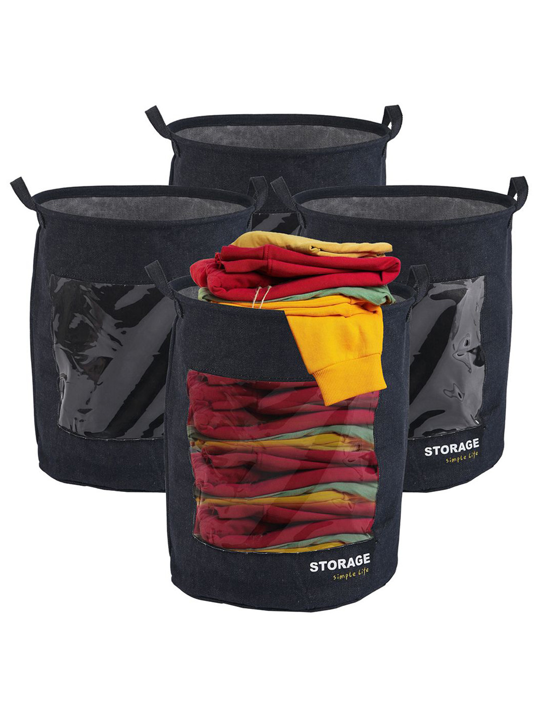 Aura Set Of 4 Blue Multipurpose Washing Clothes Basket 36 L